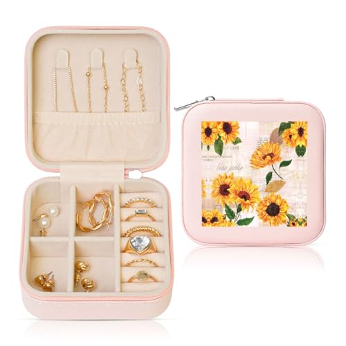 YUBVCF Stilvolle Schmuckschatulle mit Sonnenblumendruck, Ringbox, Premium, wunderschön für Hochzeit, Verlobung YUBVCF Stilvolle Schmuckschatulle mit Sonnenblumendruck, Ringbox, Premium, wunderschön für Hochzeit, Verlobung von YUBVCF
