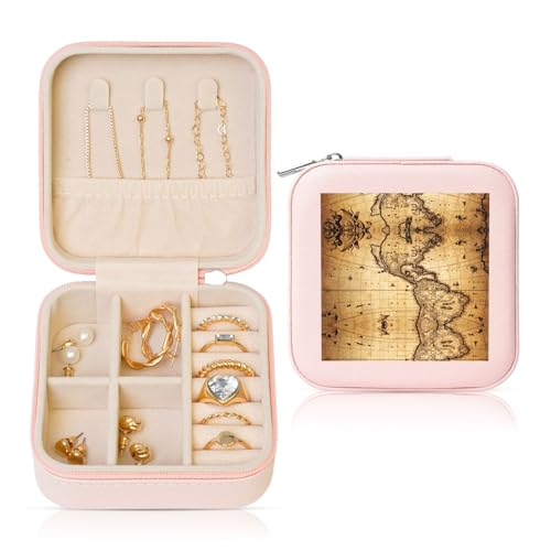 YUBVCF Stilvolle Schmuckschatulle mit Weltkarten-Druck, Ringbox, Premium, wunderschön für Hochzeit, Verlobung YUBVCF Stilvolle Schmuckschatulle mit Weltkarten-Druck, Ringbox, Premium, wunderschön für Hochzeit, Verlobung von YUBVCF