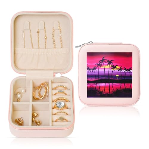 YUBVCF Stilvolle Schmuckschatulle mit tropischem Palmen-Druck, Ringbox, Premium, wunderschön für Hochzeit, Verlobung YUBVCF Stilvolle Schmuckschatulle mit tropischem Palmen-Druck, Ringbox, Premium, wunderschön für Hochzeit, Verlobung von YUBVCF
