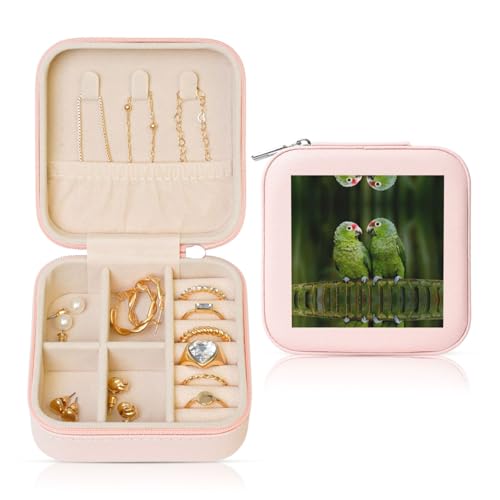 YUBVCF Stilvolle Schmuckschatulle mit zwei Papageien auf grüner Palme, Ringbox, hochwertig, wunderschön für Hochzeit, Verlobung YUBVCF Stilvolle Schmuckschatulle mit zwei Papageien auf grüner Palme, Ringbox, hochwertig, wunderschön für Hochzeit, Verlobung von YUBVCF