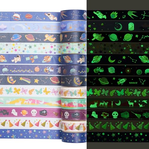 YUBX 12 Rollen Leuchtendes Washi Tape Set Masking Tape Fluoreszierendes Dekoratives Klebeband Bunt für DIY Handwerk Bullet Journals Planer Scrapbooking Verpackungook, Wrapping YUBX 12 Rollen Leuchtendes Washi Tape Set Masking Tape Fluoreszierendes Dekoratives Klebeband Bunt für DIY Handwerk Bullet Journals Planer Scrapbooking Verpackungook, Wrapping von YUBX