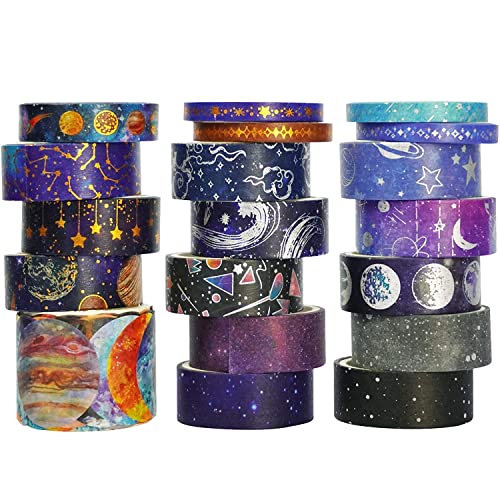 YUBX 19 Rollen Washi Tape Set,Sternenhimmel Masking Tape dekorative Klebebänder, Klebeband Bunt für Kunst, DIY Handwerk, Tagebuch, Hobel, Sammelalbum, Verpackung (Universe) von YUBX