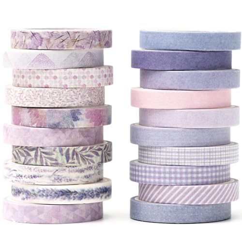 YUBX 20 Rollen Dünn Washi Tape Set Masking Tape Antike Muster Dekoratives Klebeband Bunt für DIY Handwerk, Bullet Journals, Planer, Scrapbooking, Verpackung von YUBX