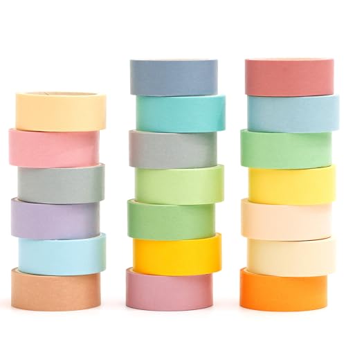 YUBX 20 Rollen Washi Tape Set Macaron Masking Tape, Dekorative Washi Tape Kinder Klebeband Bunt für Scrapbooking, Handwerk Und Bullet Journals von YUBX