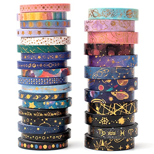 YUBX 30 Rollen Washi Tape Set,Sternenhimmel Masking Tape Goldfolie dekorative Klebebänder, Klebeband Bunt für Kunst, DIY Handwerk, Tagebuch, Hobel, Sammelalbum, Verpackung YUBX 30 Rollen Washi Tape Set,Sternenhimmel Masking Tape Goldfolie dekorative Klebebänder, Klebeband Bunt für Kunst, DIY Handwerk, Tagebuch, Hobel, Sammelalbum, Verpackung von YUBX