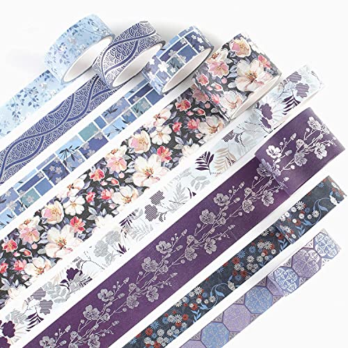 YUBX 8 Rollen Eleganz Blau Washi Tape Set, Masking Tape, dekorative Klebebänder, Klebeband Bunt für Kunst, DIY Handwerk, Tagebuch, Hobel, Sammelalbum, Verpackung YUBX 8 Rollen Eleganz Blau Washi Tape Set, Masking Tape, dekorative Klebebänder, Klebeband Bunt für Kunst, DIY Handwerk, Tagebuch, Hobel, Sammelalbum, Verpackung von YUBX