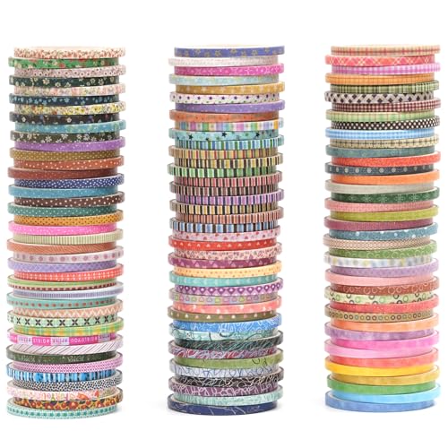 YUBX Dünn Washi Tape Set 120 Rollen Grundlegende Muster Dekorative Masking Tape Schlanke Geometrische Eleganz Klebeband Bunt für Kunst, DIY Handwerk, Tagebuch, Planer, Scrapbook, Verpackung YUBX Dünn Washi Tape Set 120 Rollen Grundlegende Muster Dekorative Masking Tape Schlanke Geometrische Eleganz Klebeband Bunt für Kunst, DIY Handwerk, Tagebuch, Planer, Scrapbook, Verpackung von YUBX