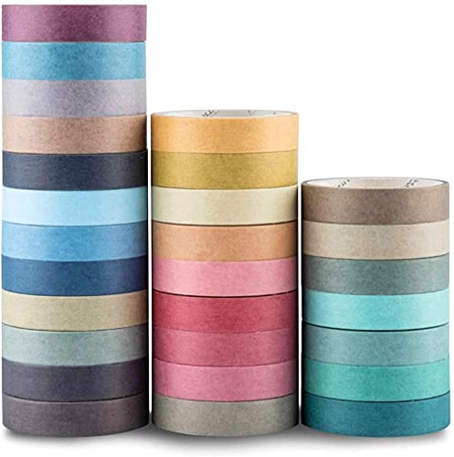 YUBX Dünne Washi Tape Set Masking Tape Klebeband Bunt für DIY Handwerk, Bullet Journals, Planer, Scrapbooking, Verpackung (Nature Color 28) von YUBX