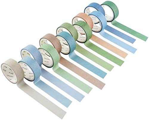 YUBX Flaco Washi Tape Set 12 Rolle Dekoratives Klebeband Washi Glitter Klebeband 15 mm breit (grün groß) von YUBX