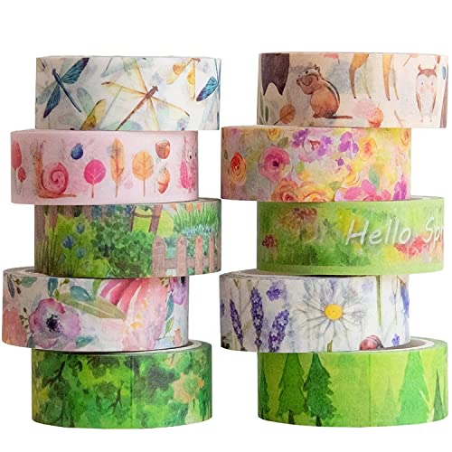 YUBX Frühling Washi Tape Set Masking Tape VSCO Dekoratives Klebeband Bunt für DIY Handwerk Bullet Journals Planer Scrapbooking Verpackung von YUBX