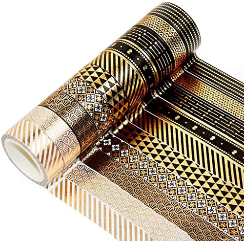 YUBX Gold Washi Tape Set VSCO Folie Dekoratives Masking Tape Klebeband Bunt für DIY Handwerk Bullet Journals Planer Scrapbooking Verpackung (Black Gold 10) von YUBX