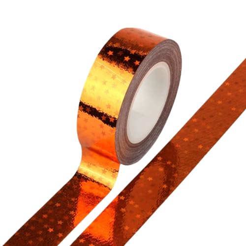 YUBX Goldfolie Washi Tape Gold Glitzer Klebeband Fliesennahtband Selbstklebend Craft Leuchtender Stern dekorative Klebeband für Scrapbook Geschenkverpackung Fliesennahtabdeckung (Orange) von YUBX