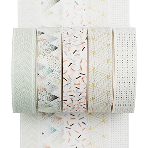 YUBX Mageres Washi Tape Set Masking Tape, 5 Rollen, dekoratives Klebeband für Scrapbooking, Handwerk, Basteln, 10 mm breit (Pine Mist) von YUBX