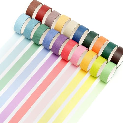 YUBX Pastell Washi Tape Set 20 Rollen Masking Tape Klebeband Bunt für Heimwerker, Dekoratives Handwerk, Geschenkverpackung, Scrapbook von YUBX