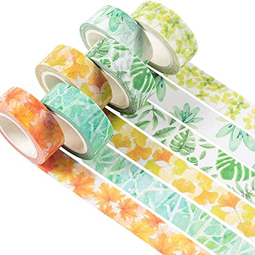 YUBX 4 Rollen Washi Tape Set Folie Masking Tape Dekoratives Klebeband Bunt für DIY Handwerk Bullet Journals Planer Scrapbooking Verpackung (Plant) von YUBX