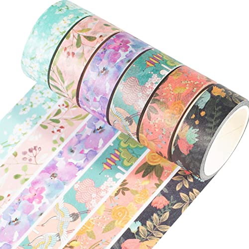 YUBX 6 Rollen Blumen Washi Tape Set Masking Tape Dekoratives Klebeband Bunt für DIY Handwerk Bullet Journals Planer Scrapbooking Verpackung (Rich Flowers) von YUBX