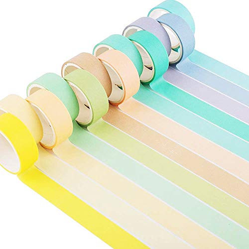 YUBX Washi Tape Set Masking Tape Klebeband Bunt für DIY Handwerk, Bullet Journals, Planer, Scrapbooking, Verpackung 15mm breit (Macaron Large) von YUBX