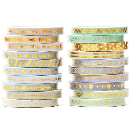 YUBX dünn Folie Gold Washi Tape Set Masking Tape Klebeband Bunt für Kinder, Scrapbooking zubehör, Bullet Journals, Bastel Planer, Handwerk und DIY (Lavendel) von YUBX