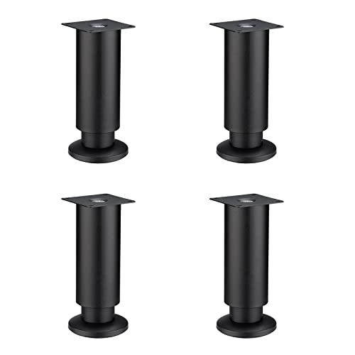 YUCFS Verstellbare Schrankbeine, Edelstahl-Möbelbeine, Metall-Sofa-Ersatz-Stützfüße, Beine für Tisch, Stuhl, Schreibtisch, Küchenschränke, Schränke, mit Schrauben, 4er-Set (25 cm, schwarz) von YUCFS