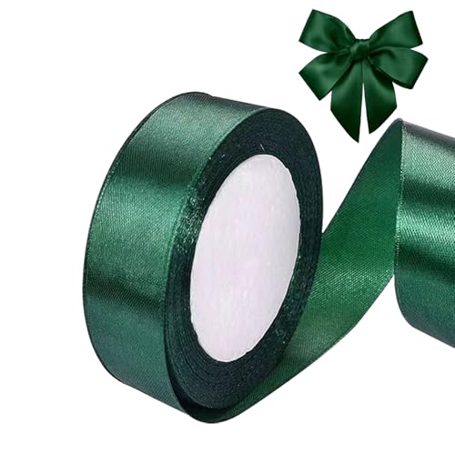YUDANSI 1PC Deko Band Für Geschenkverpackung, 2.5 cm x 23 meters Breit Geschenkband, Dunkelgrün Schleifenband Für Weihnachten Hochzeit Taufe Geburtstag, Geschenkbänder Für Heimwerkerkunst Handwerk von YUDANSI