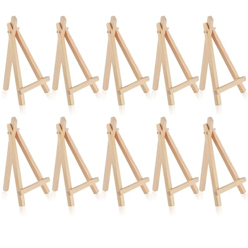 10 Stück Mini Staffelei Holz, Klein Tischstaffelei Dreieck Faltbar Holzstaffelei für Kinder, Tischdeko für Hochzeit, Geburtstag, Taufe, Party (15 X 8 cm) von YUDAWN