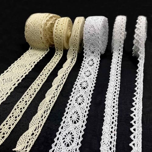 27M Spitzenband Weiß Beige, 6 Rollen Spitzenstoff Spitzenborte Dekoband Zierband Geschenkband Schleifenband Vintage Borte aus Baumwolle für Nähen DIY Handwerk Hochzeit 27M Spitzenband Weiß Beige, 6 Rollen Spitzenstoff Spitzenborte Dekoband Zierband Geschenkband Schleifenband Vintage Borte aus Baumwolle für Nähen DIY Handwerk Hochzeit von YUDAWN