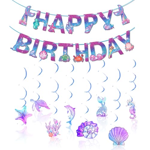 Meerjungfrau Geburtstag Deko, Iridescent Mermaid Garland Holographic Papier Streamer Mermaid Unterwasserwelt Kindergeburtstag Happy Birthday Banner Girlande Geburtstagsdeko Meerjungfrau Geburtstag Deko, Iridescent Mermaid Garland Holographic Papier Streamer Mermaid Unterwasserwelt Kindergeburtstag Happy Birthday Banner Girlande Geburtstagsdeko von YUDAWN