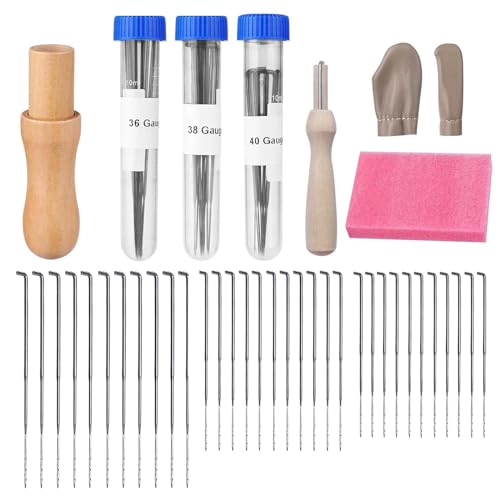 YUDAWN Nadelfilz Set, 38-teiliges Filznadeln Set Wollfilzwerkzeug Set Filzen Starterset Nadelfilzzubehör mit Fingerbett Schaumstoffpolster und Nadeln in 3 Größen zum Trockenfilzen YUDAWN Nadelfilz Set, 38-teiliges Filznadeln Set Wollfilzwerkzeug Set Filzen Starterset Nadelfilzzubehör mit Fingerbett Schaumstoffpolster und Nadeln in 3 Größen zum Trockenfilzen von YUDAWN
