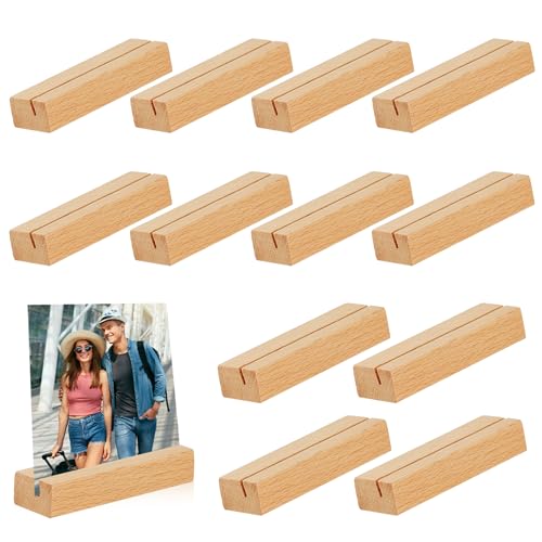 YUDAWN 12 stück Holzaufsteller, Stabil Kartenhalter Holz Tischkartenhalter Postkartenhalter Menükartenhalter Fotohalter Kartenständer für Hochzeit Geburtstag Party von YUDAWN
