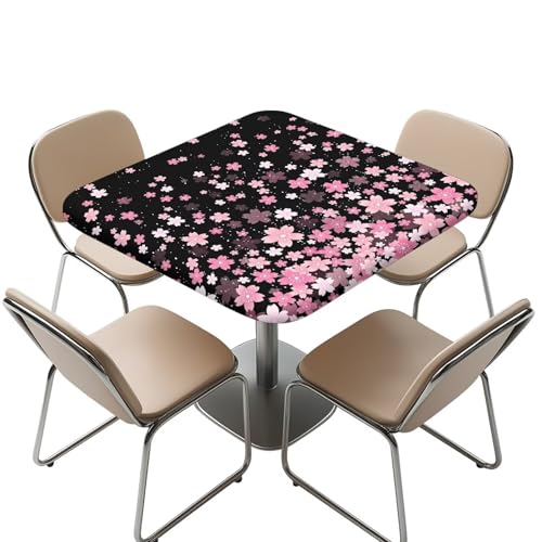 YUDINGFIN Quadratische Tischdecke, staubdicht, rosa Blumenmuster, waschbar, Polyestergewebe, leicht zu reinigen, Stern-Tischdecken, abwischbar für Party, Geburtstag, Urlaub, Abendessen von YUDINGFIN
