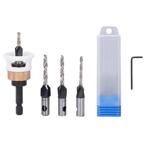 Countersink -Bohrbit -Set, Verstellbare Tiefe, Sich Verjüngende Bohrerbits mit 4 Flötengestaltung, Aluminiumlegierung Countersink Löcher, Plastikbox, für Holzbearbeitung Countersink -Bohrbit -Set, Verstellbare Tiefe, Sich Verjüngende Bohrerbits mit 4 Flötengestaltung, Aluminiumlegierung Countersink Löcher, Plastikbox, für Holzbearbeitung von YUEHISY