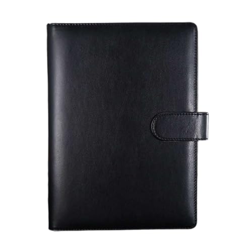 YUEHISY A5-Notizblockhülle aus PU-Leder, 6-Ring-Ordner mit Kartenfächern und Stiftschlaufe, für Standard-A5-Nachfüllpapier mit 6 Löchern, 22,8 X 16,6 Cm (BLACK) von YUEHISY