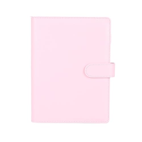 YUEHISY A5-Notizblockhülle aus PU-Leder, 6-Ring-Ordner mit Kartenfächern und Stiftschlaufe, für Standard-A5-Nachfüllpapier mit 6 Löchern, 22,8 X 16,6 Cm (PINK) von YUEHISY