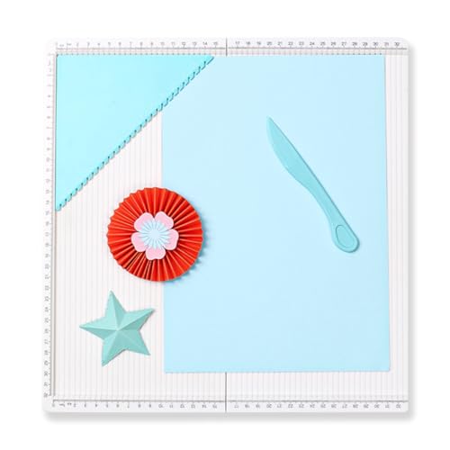 YUEHISY Faltenbewertungsbrett, 12 X12 Zoll Scoring Plate Papier Trimmer mit Dreieckigerem Werkzeug für Kartenherstellung von Umschlägen Fotos Handwerkshandwerk von YUEHISY