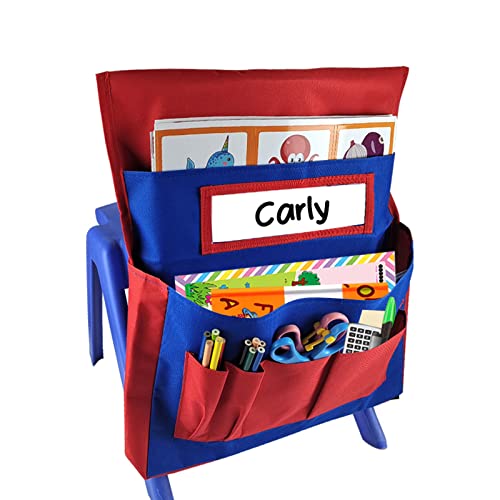 YUEHISY Stuhl Sitz Zurück -Tasche, Klassenzimmerorganisator mit 6 Taschen für Schulbedarf, Passt die Meisten Schreibtischstühle, 15,75 X 18,1 X 2,25 Zoll (2) von YUEHISY