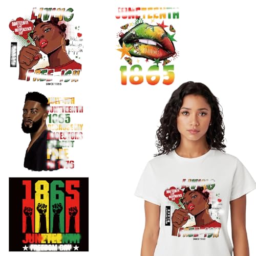 4 Bögen Juneteenth Bügelbilder Aufkleber Schwarze Geschichte Wärmetransfer Vinyl Patches 1865 Befreiungstag Schwarz Mädchen Buchstaben Lippen Design Aufbügler Aufkleber für T-Shirt Hoodies Waschbar 4 Bögen Juneteenth Bügelbilder Aufkleber Schwarze Geschichte Wärmetransfer Vinyl Patches 1865 Befreiungstag Schwarz Mädchen Buchstaben Lippen Design Aufbügler Aufkleber für T-Shirt Hoodies Waschbar von YUEJIMEIGUI