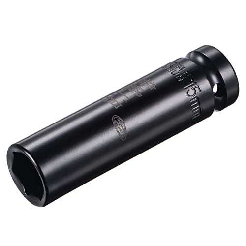 Innensechskant-Bohrer-Kit, Sechskant-Schaft, Schli 1/2" Drive 15mm Deep Impact Socket - Heat-Treated CR-V Steel, 3.15" Length, 6-Point Metric Tool(15mm) von YUEKOPOU