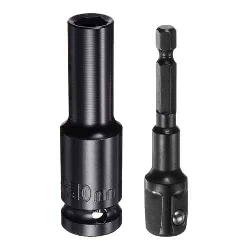 Innensechskant-Bohrer-Kit, Sechskant-Schaft, Schli 1/2" Drive 6-Point Deep Socket Set with 1/2" to 1/4" Hex Shank Adapters - Phosphate Coated CR-V Steel for Hex Bolts and Nuts(10mm) von YUEKOPOU