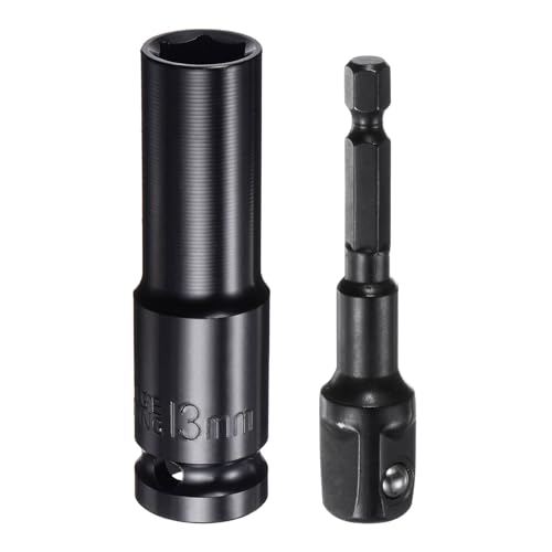 Innensechskant-Bohrer-Kit, Sechskant-Schaft, Schli 1/2" Drive 6-Point Deep Socket Set with 1/2" to 1/4" Hex Shank Adapters - Phosphate Coated CR-V Steel for Hex Bolts and Nuts(13mm) von YUEKOPOU