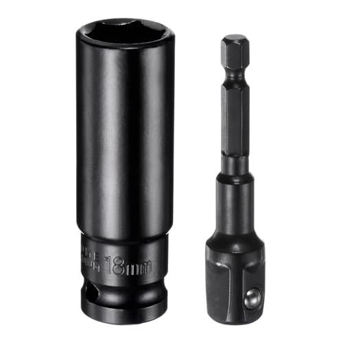 Innensechskant-Bohrer-Kit, Sechskant-Schaft, Schli 1/2" Drive 6-Point Deep Socket Set with 1/2" to 1/4" Hex Shank Adapters - Phosphate Coated CR-V Steel for Hex Bolts and Nuts(18mm) von YUEKOPOU