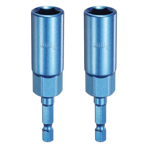 Innensechskant-Bohrer-Kit, Sechskant-Schaft, Schli 2pcs Nut Driver Hex Socket CR-V Steel Power Drill Bits with 1/4" Quick Change Hex Shank for Impact Drivers(12mm) von YUEKOPOU