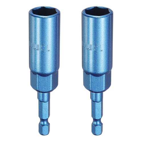 Innensechskant-Bohrer-Kit, Sechskant-Schaft, Schli 2pcs Nut Driver Hex Socket CR-V Steel Power Drill Bits with 1/4" Quick Change Hex Shank for Impact Drivers(13mm) von YUEKOPOU
