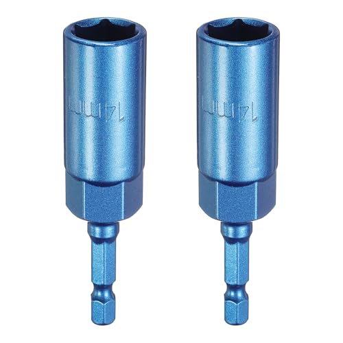 Innensechskant-Bohrer-Kit, Sechskant-Schaft, Schli 2pcs Nut Driver Hex Socket CR-V Steel Power Drill Bits with 1/4" Quick Change Hex Shank for Impact Drivers(14mm) von YUEKOPOU