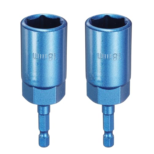 Innensechskant-Bohrer-Kit, Sechskant-Schaft, Schli 2pcs Nut Driver Hex Socket CR-V Steel Power Drill Bits with 1/4" Quick Change Hex Shank for Impact Drivers(18mm) von YUEKOPOU