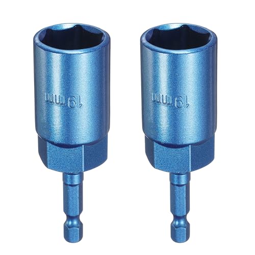 Innensechskant-Bohrer-Kit, Sechskant-Schaft, Schli 2pcs Nut Driver Hex Socket CR-V Steel Power Drill Bits with 1/4" Quick Change Hex Shank for Impact Drivers(19mm) von YUEKOPOU