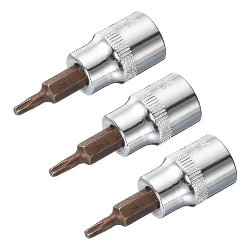 Innensechskant-Bohrer-Kit, Sechskant-Schaft, Schli 3pcs 3/8" Drive T10 Torx Bit Socket Set - S2 Steel CR-V 48mm Length for Ratchet Wrench, Slide Bar, and Extension Rod(T15) von YUEKOPOU