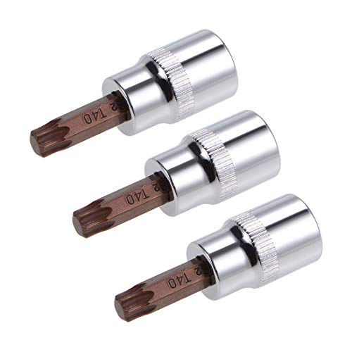Innensechskant-Bohrer-Kit, Sechskant-Schaft, Schli 3pcs 3/8" Drive T10 Torx Bit Socket Set - S2 Steel CR-V 48mm Length for Ratchet Wrench, Slide Bar, and Extension Rod(T40) von YUEKOPOU