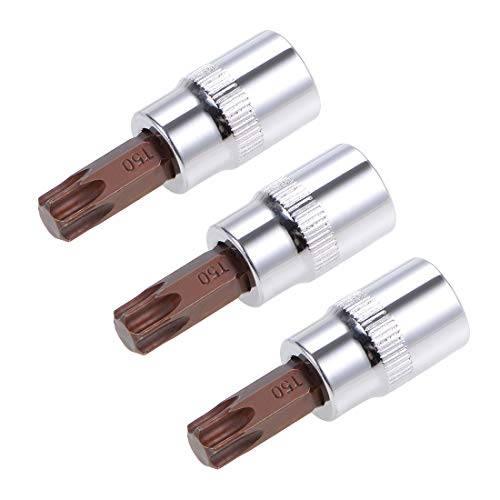 Innensechskant-Bohrer-Kit, Sechskant-Schaft, Schli 3pcs 3/8" Drive T10 Torx Bit Socket Set - S2 Steel CR-V 48mm Length for Ratchet Wrench, Slide Bar, and Extension Rod(T50) von YUEKOPOU
