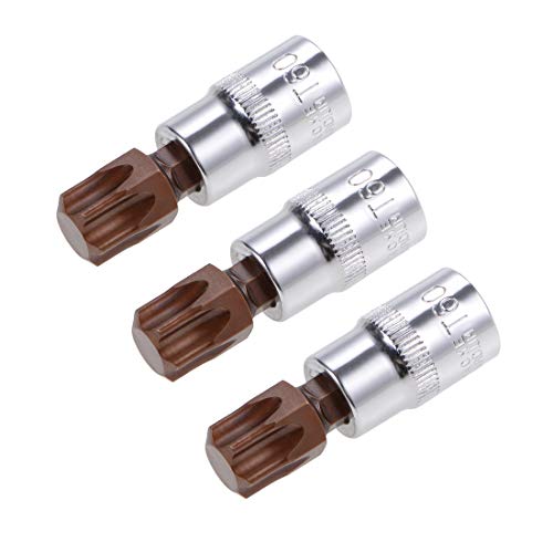 Innensechskant-Bohrer-Kit, Sechskant-Schaft, Schli 3pcs 3/8" Drive T10 Torx Bit Socket Set - S2 Steel CR-V 48mm Length for Ratchet Wrench, Slide Bar, and Extension Rod(T60) von YUEKOPOU