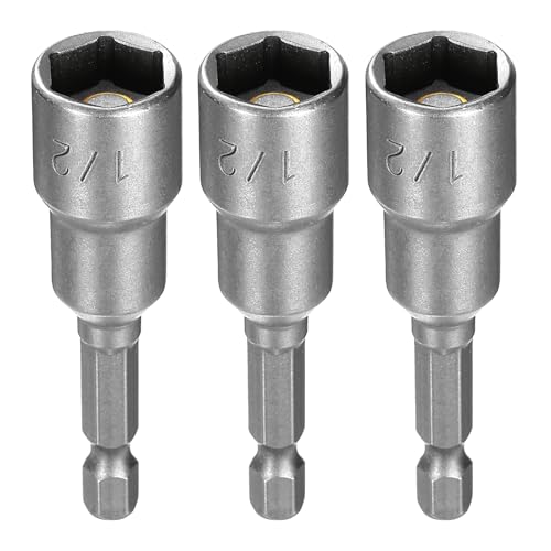 Innensechskant-Bohrer-Kit, Sechskant-Schaft, Schli 3pcs Hex Nut Driver Drill Bit Set with 1/4" Hex Shank Magnetic Nut Setter for Power Drills and Impact Drivers(1/2") von YUEKOPOU